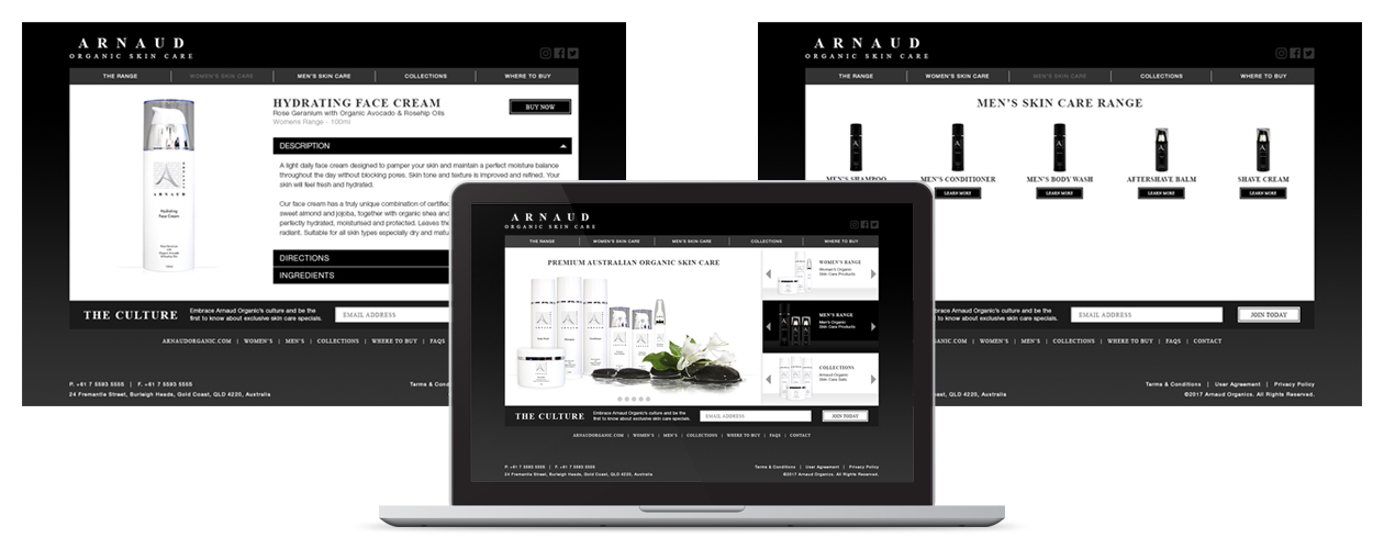 Arnaud Organic - Website Home, Product & Range Page Design