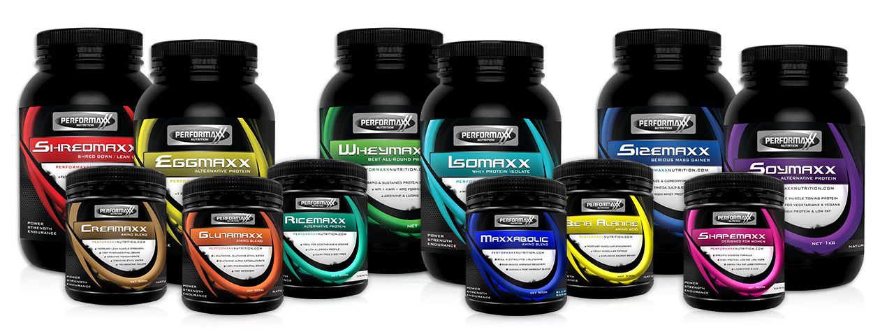 Performaxx Nutrition Labels - Product Range